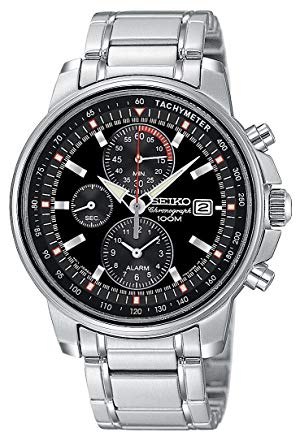 Seiko Men's SNAA61 Alarm Chronograph Silver-Tone Watch