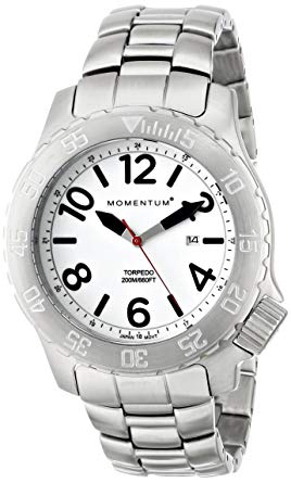 Men’s Sports Watch | Torpedo Dive Watch by Momentum | Stainless Steel Watches for Men | Analog Watch with Japanese Movement | Water Resistant (200M/660FT) Classic Watch - Lume/1M-DV74L0