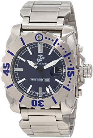 Wrist Armor Men's WA121 C2 Stainless Steel Analog Display Swiss Quartz Watch With Tritium Markers and Stainless Steel Bracelet