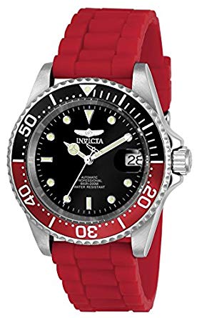 Invicta Men's 'Pro Diver' Automatic Stainless Steel and Silicone Diving Watch, Color:Red (Model: 23680)