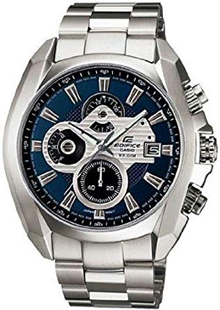 Casio Men's Stainless Steel Edifice Blue Dial Analog Quartz Tachymeter