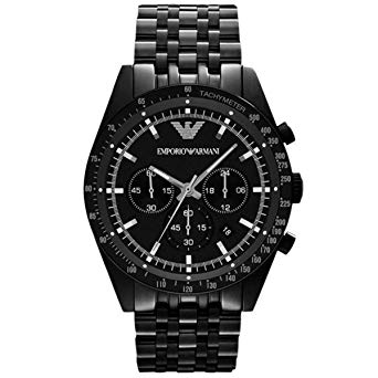 Emporio Armani AR5989 Men's Sportivo Black IP Stainless Steel Bracelet Black Dial Chronograph Watch