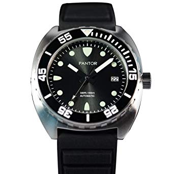 Pantor Sealion 300m Automatic 42mm Pro dive watch for men with Helium Valve Rotating Bezel Sapphire Rubber strap