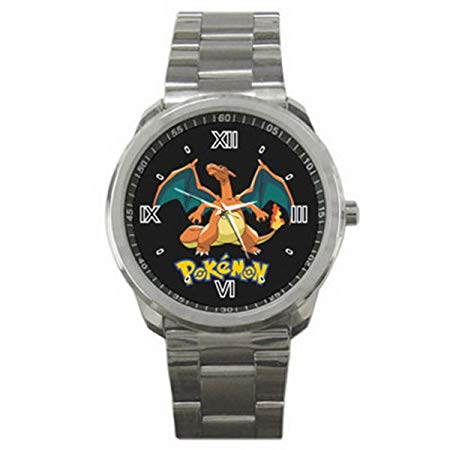 ADA093New Pokemon Red and FireRed Cool Charizard Lizardon Flame Sport Metal Watch