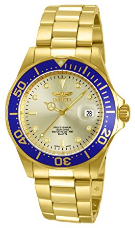 Invicta Men's 14124 Pro Diver Gold Dial 18k Gold Ion-Plated Stainless Steel Watch