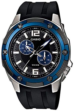 Casio Men's MTP1326-1A1V Black Resin Quartz Watch with Black Dial