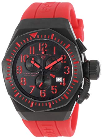 Swiss Legend Men's 10540-BB-01-RDAS Trimix Diver Chronograph Black Dial Red Silicone Watch