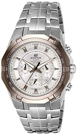 Men's Stainless Steel Edifice White Dial Tachymeter Chronograph