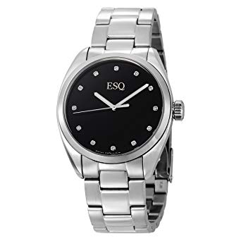 ESQ Movado Men's 7301361 Sport Classic Stainless-Steel with Diamonds Black Round Dial Watch