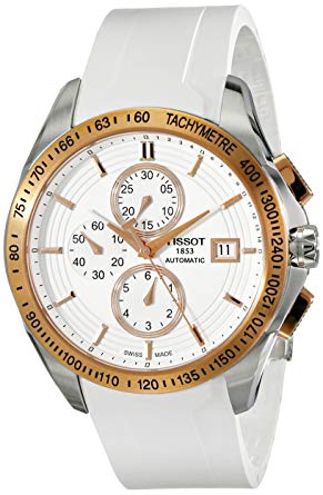 Tissot Men's 'Veloci-T' White Dial White Rubber Strap Chronograph Watch T024.427.27.011.00