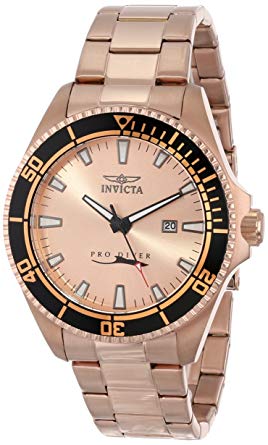 Invicta Men's 15185SYB Pro Diver Rose Gold Dial 18k Ion-Plated Stainless Steel Watch with Impact Case