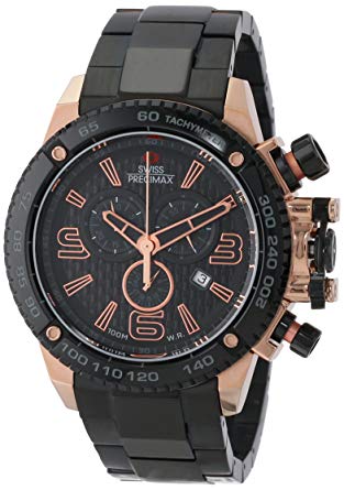 Swiss Precimax Men's SP13247 Forge Pro Black Dial with Black Stainless Steel Band Watch