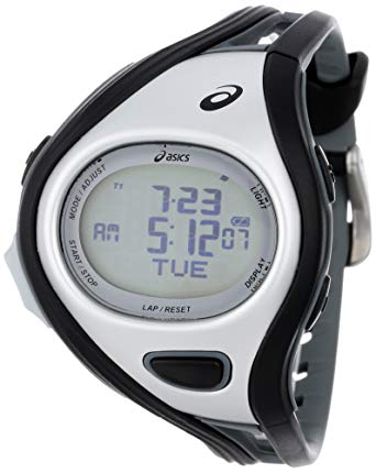 Asics Unisex CQAR0301 Challenge Black and Silver-Tone Digital Running Watch