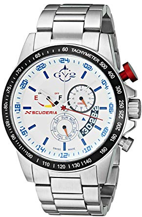 GV2 by Gevril Scuderia Mens Chronograph Swiss Quartz Alarm GMT Stainless Steel Sports Racing Watch, (Model: 9908)