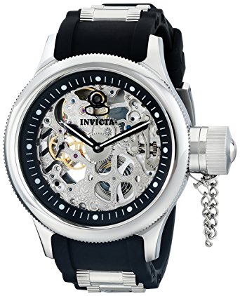 Invicta Men's 1088 Russian Diver Stainless Steel and Black Polyurethane Skeleton Watch