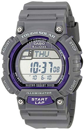 Casio Men's STL-S100H-8AVCF Digital Solar-Powered Gray Stainless Steel Watch with Gray Resin Band