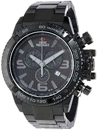 Swiss Precimax Men's SP13244 Forge Pro Black Dial with Black Stainless Steel Band Watch