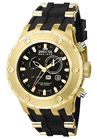 Invicta Men's 6213 Reserve Collection GMT 18k Gold-Plated Stainless Steel Black Rubber Watch