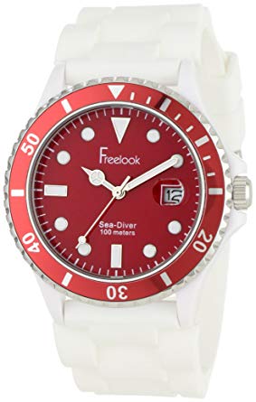 Freelook Men's HA1433-2H Sea Diver Jelly White Silicone Band with Red Dial Watch