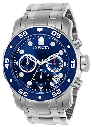 Invicta Men's 0070 Pro Diver Collection Analog Chinese Quartz Chronograh Silver-Tone/Blue Stainless Steel Watch