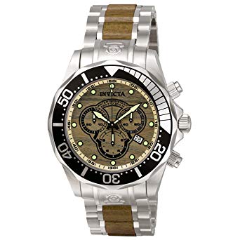 Invicta Men's 0165 Pro Diver Collection Chronograph Wood and Stainless Steel Watch