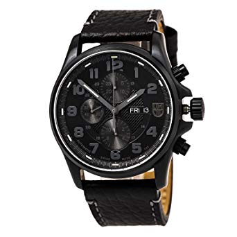 Luminox Mens Blackout Valjoux Field Automatic Chronograph - Leather Strap - 100M