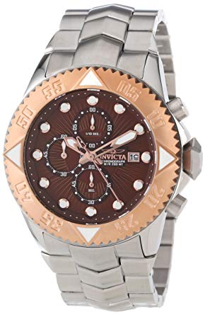 Invicta Men's 13100 Pro Diver Chronograph Brown Textured Dial Stainless Steel Watch