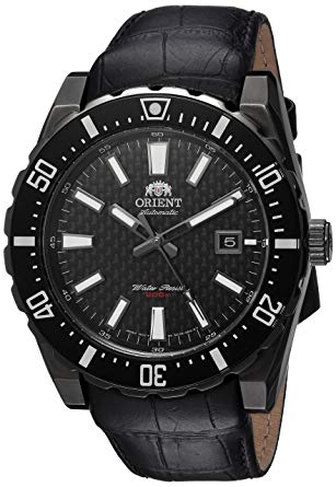 Orient Men's 'Nami' Japanese Automatic Stainless Steel and Leather Diving Watch, Color:Black (Model: FAC09001B0)