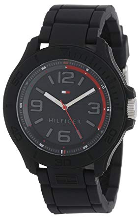 Tommy Hilfiger Men's 1790944 Cool Sport Silicone Wrapped Case and Black Silicone Strap Watch