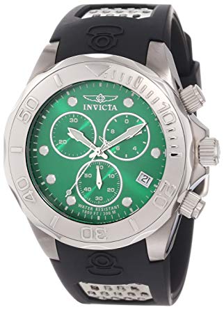 Invicta Men's 11462 Pro Diver Chronograph Green Dial Black Polyurethane Watch