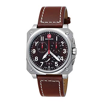 Wenger Men's 77014 AeroGraph Cockpit Chrono Brown Leather Strap Watch