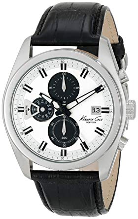 Kenneth Cole New York Men's KC8041 Dress Sport Round Chronograph Black Strap Analog Watch