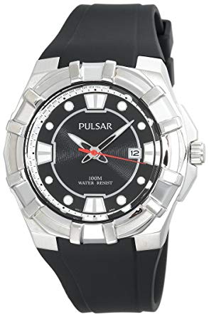 Pulsar Men's PXH633 Sport Silver-Tone Black Resin Strap Watch