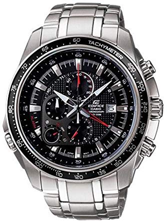 Men's Stainless Steel Edifice Black Dial Alarm Chronograph Tachymeter