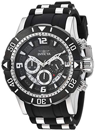 Invicta Men's 'Pro Diver' Quartz Stainless Steel and Polyurethane Diving Watch, Color Black (Model: 23696)