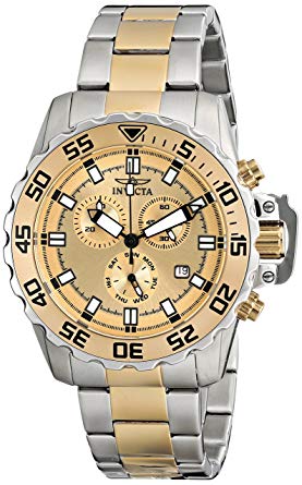 Invicta Men's 13626 Pro Diver Chronograph Gold Tone Dial Two Tone Stainless Steel Watch