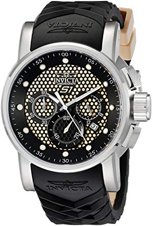 Invicta Men's 12140 S1 Rally Samurai Chronograph Beige and Black Textured Dial Black and Beige Silicone Watch