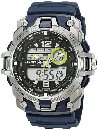 Armitron Sport Men's 20/5157NVY Analog-Digital Chronograph Navy Blue/Silver Resin Strap Watch