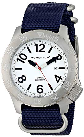 Men’s Sports Watch | Torpedo Dive Watch by Momentum | Stainless Steel Watches for Men | Analog Watch with Japanese Movement | Water Resistant (200M/660FT) Classic Watch - Lume/1M-DV74L7U