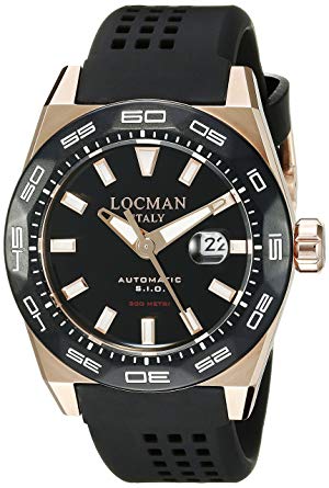 Locman Italy Men's 0215V5-RKBK5NS2K Stealth 300 Metri Analog Display Automatic Self Wind Black Watch