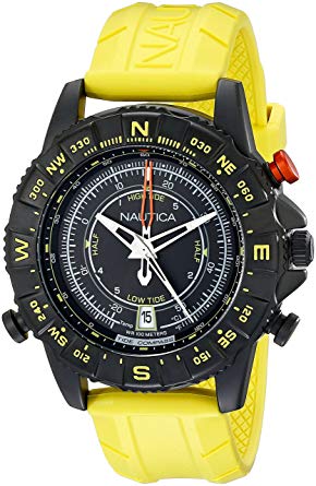 Nautica Men's NAD21000G NSR 103 Black Stainless Steel Watch with Textured Yellow Band