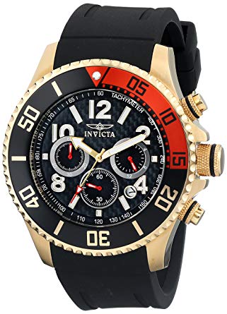 Invicta Men's 13729 Pro Diver Chronograph Black Carbon Fiber Dial Black Polyurethane Strap Watch