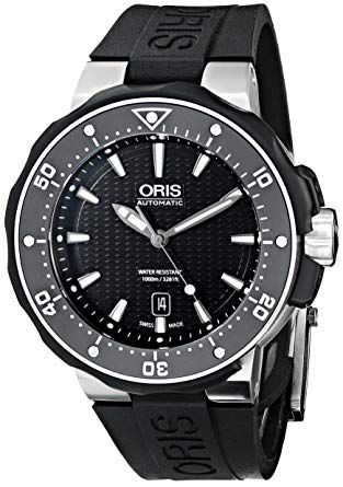 Oris Men's 73376827154RS Divers Titanium Automatic Watch with Black Rubber Band