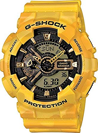 G-Shock GA-110CM-9A Metallic Camouflage Watches - Yellow Metallic Camo/Black w/ Yellow / One Size