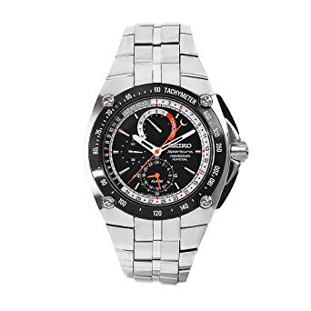 Seiko Men's SPC047 Sportura Stainless Steel Black Chronograph Dial Watch