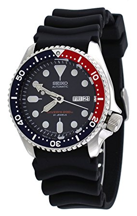 Seiko Divers Automatic Black/Blue Dial Black Rubber Mens Watch SKX009J1