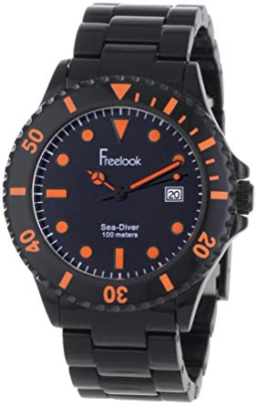 Freelook Men's HA1440-1A Sea Diver Spectrum Black Plastic with Tinted Face-Orange Watch