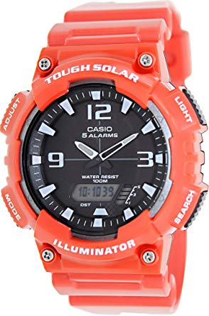 Casio #AQ-S810WC-4AV Men's Red Solar Analog Digital World Time Sports Watch