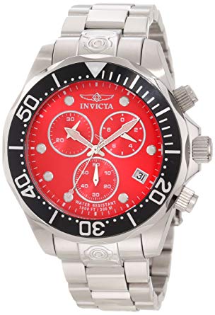 Invicta Men's 11486 Pro Diver Chronograph Red Dial Stainless Steel Watch