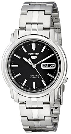 Seiko Men's SNKK71 Seiko 5 Automatic Stainless Steel Watch with Black Dial